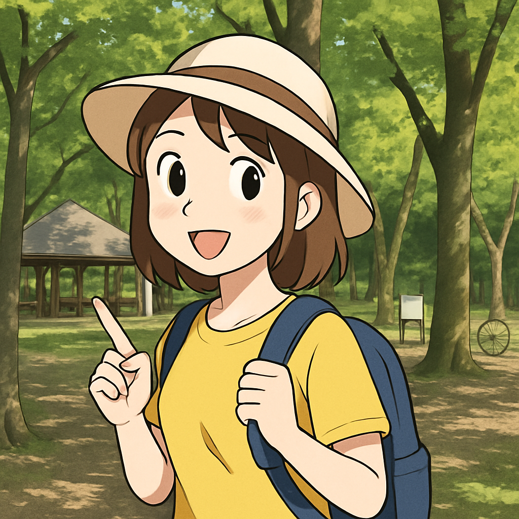 光が丘公園で自然を楽しむ女の子のイラスト